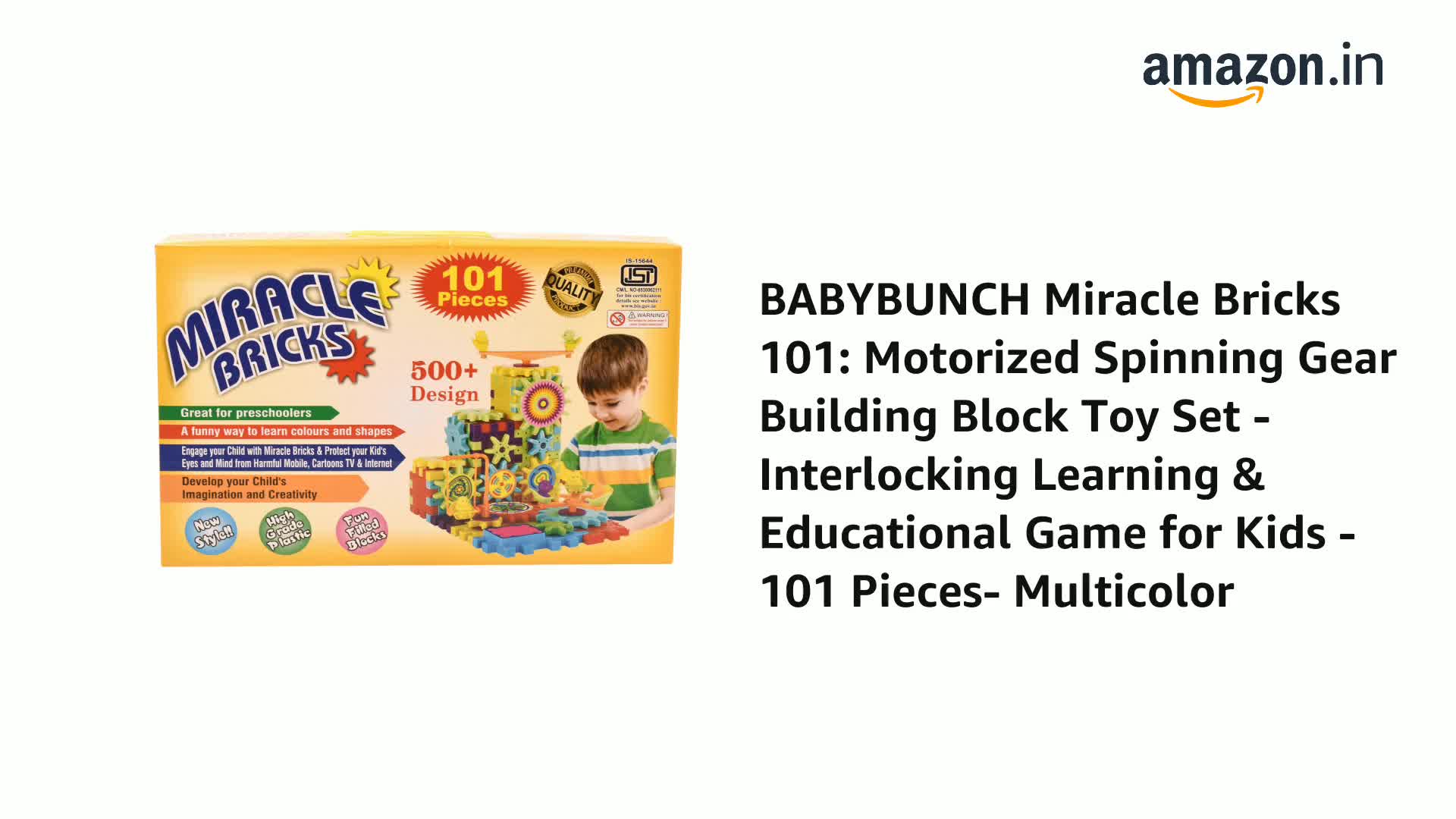 BABYBUNCH Miracle Bricks 101: Motorized Spinning Gear Building